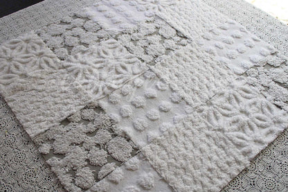 Blizzard Chenille Quilt Squares Set, Rotary Cut from Vintage Chenille Bedspread Fabric, 16 Blocks, 6" x 6" inch each