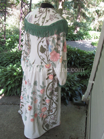 Victorian Style Distressed Chenille Robe, Designed from Shabby Vintage Chenille Bedspread Fabrics, M/L