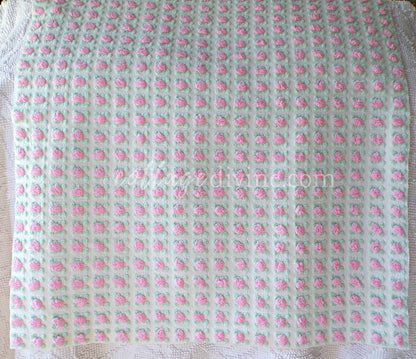 Popular Pink Rosebud Vintage Chenille Fabric, 20" x 24" inch piece, Morgan Jones Roses, a quilter's favorite