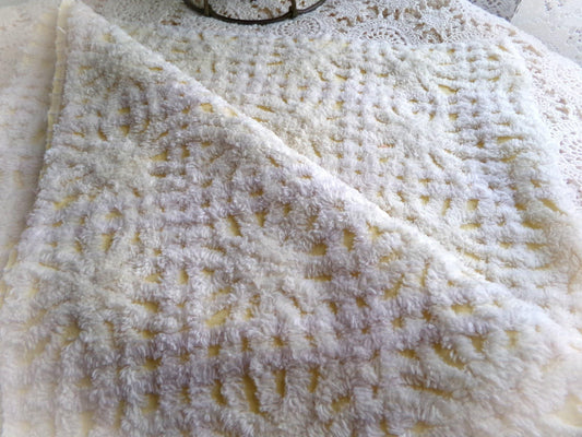 buttercup yellow vintage chenille fabric with thickly tufted spider tufts, 19" x 26" inch piece of quilt material for sewing & crafts