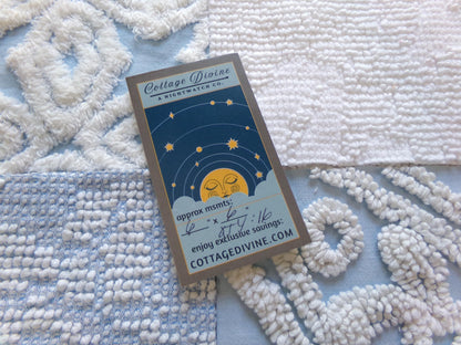 seaside serenity vintage chenille fabric squares, set of 16 blue & white 6" blocks for crafts, sewing