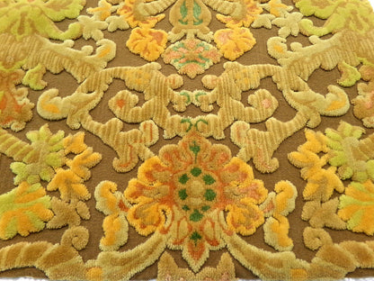 boho lux cut velvet fabric, rusty coppertone old world tapestry style Bates design, 12" x 20" cut piece, great for wallhanging, small bags