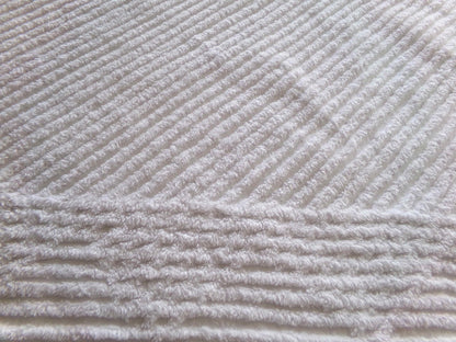 Diagonal Stripes Vintage Chenille White Fabric Piece, 17" x 25" inches, Geometric Striped Design