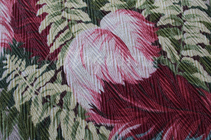Heavenly Feather Pink Plume Vintage Barkcloth Fabric, 19" x 16" inch Piece, Botanical Floral Print on Cool Grey, Great for DIY Pillows