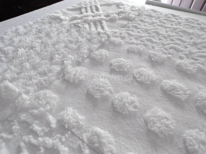 Chenille Quilt Squares Set, "Timeless White," from Vintage Bedspread Fabric, 16 Blocks, 6" inch