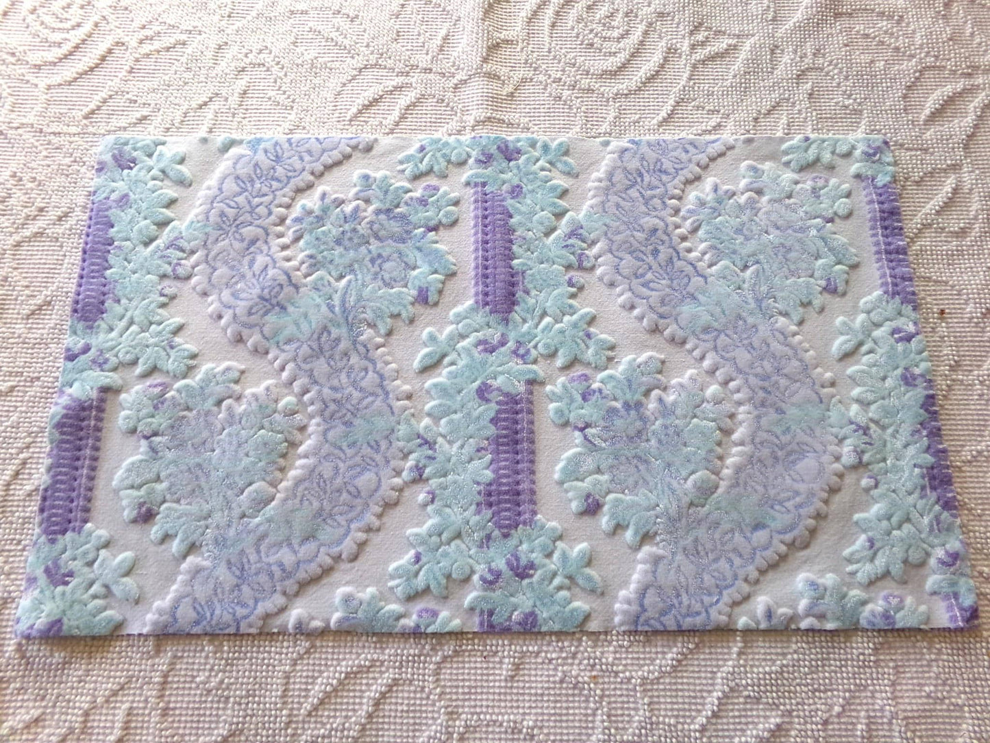 cut velvet fabric iridescent shimmer luxury Bates vintage tapestry chenille material, 12" x 21" inch piece ideal in totes & bags