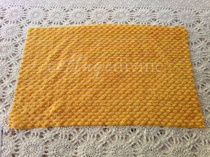 Nubby Oblong Citrus Orange Pops Vintage Chenille Fabric, 12" x 20" inch Piece, Retro 1960s, Ultra Lightweight
