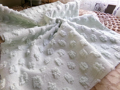 light green chenille fabric, vintage style pops design, 18" x 24" cut piece for quilts, crafts, sewing