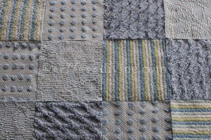 COOL COASTAL Chenille Quilt Squares Set, from Vintage Bedspread Fabric, 16 Blocks, 6" inch