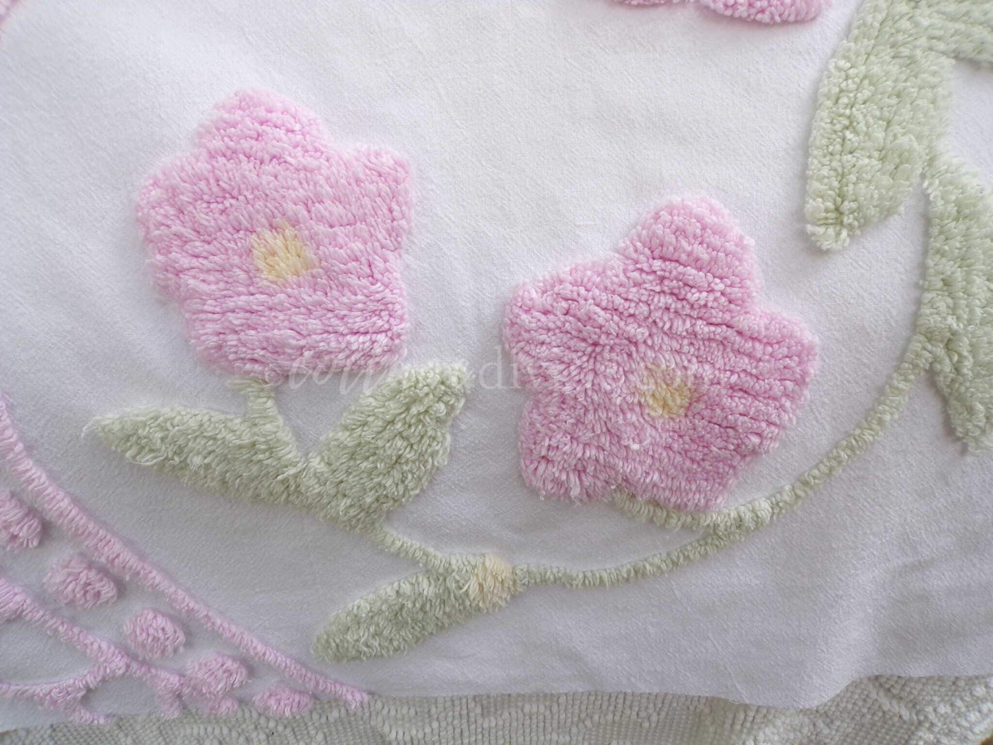 Mini Fabric Bundle, "Cottage Coordinates" 2 Pieces from Vintage Chenille Bedspreads, 12" x 18" and 15" x 18" inches, for Quilts & Crafts