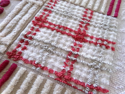 cheery cherry chenille quilt squares, 7.5" vintage fabric blocks, set of 8 in grey, white, maroon