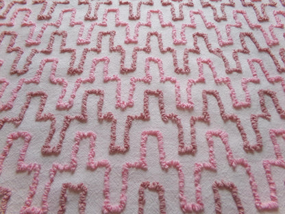 pink skyscrapers vintage chenille fabric: textured 20" x 24" cut piece of sewing material