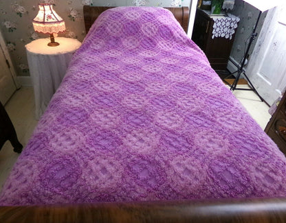 Webbed Optic Vintage Chenille Bedspread Fantasy Unicorn Color Full Sz Boxed & Fitted