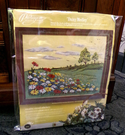 DAISY MEDLEY Crewel Stitchery Kit, Hippie Boho Vintage 0632 Paragon Needlecraft Embroidery, Design by Adele Veres
