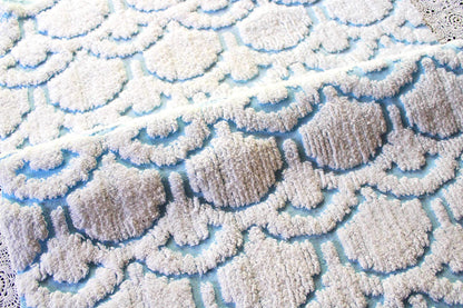 Celestial Sculpted 3D Cloud Blue Vintage Chenille Fabric, 26" x 19" inch piece