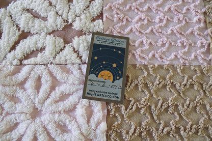 modern mocha pinks chenille fabric squares, set of 16 vintage quilt blocks 6" inches ea, daisy & squiggle texture
