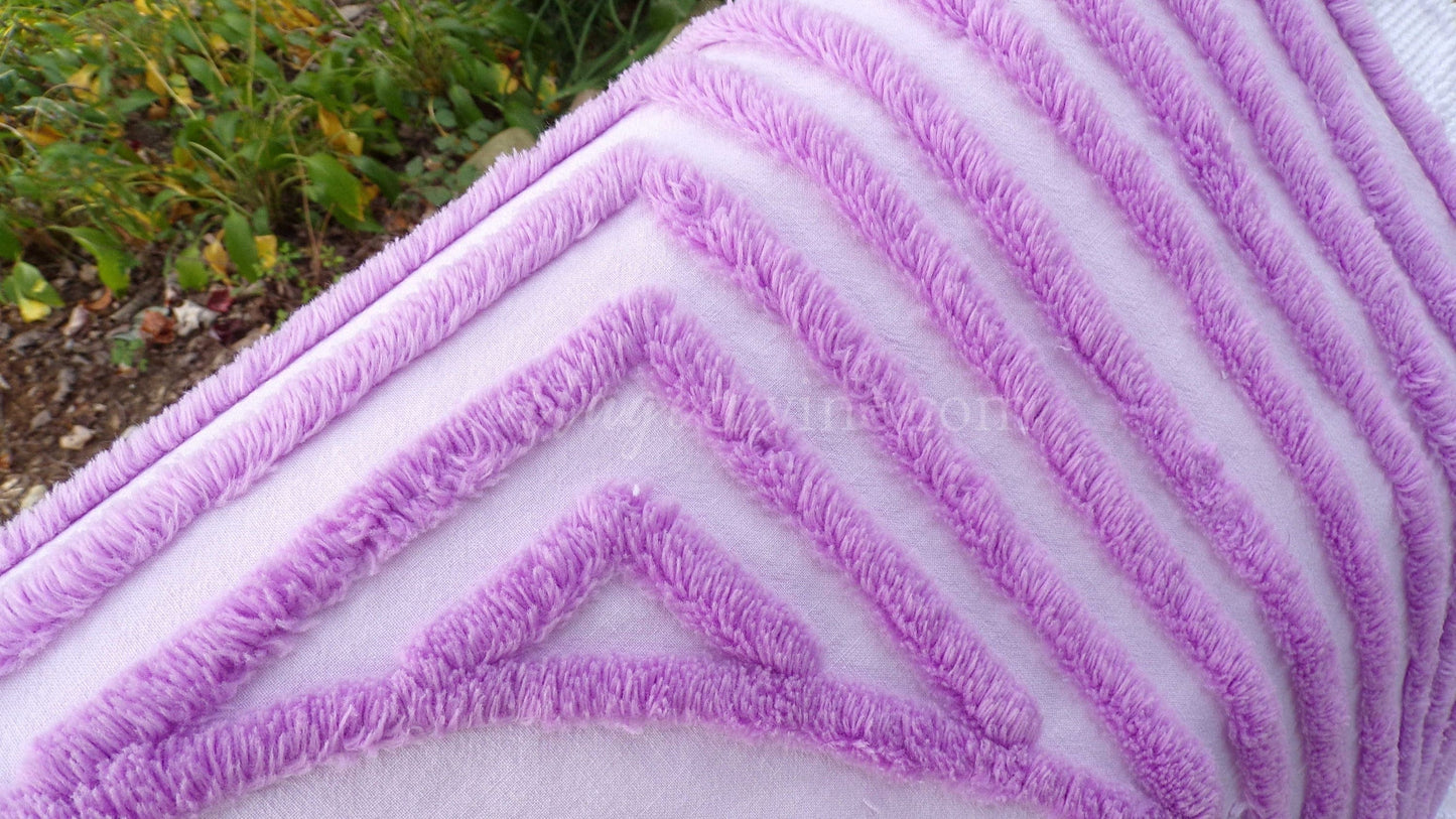 Tranquil Lilac Vintage Chenille Fabric, Lullaby Lavender Swirls, 40" x 20" Piece, Beautiful in Pillows & Chenille Quilts