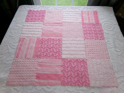 partytime pinks vintage chenille fabric squares, set of 16 fun 6" quilt blocks for quilting, sewing, crafts