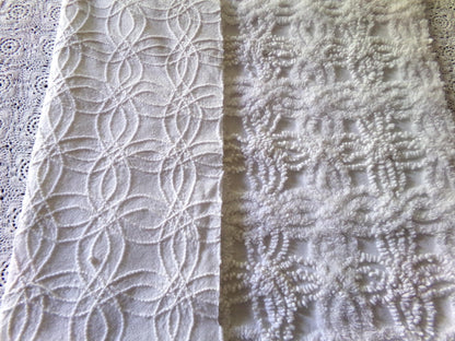 Old Fashioned Vintage Chenille Fabric, Exquisite 18" x 23.5" inch Piece, Intricate Needletufting in Wedding Ring Pattern