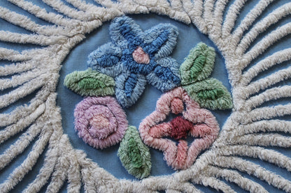 shabby chic vintage chenille fabric, exquisite daisy floral design, 37" x 23" piece, 100% cotton sewing material for wall hanging, quilts
