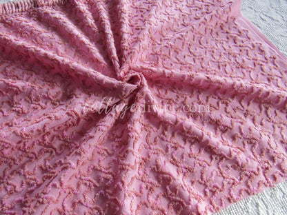 Unique Vintage Chenille Fabric, Marble Pink Texturized Squiggles, 25" x 20" Inch Piece for Quilts, Pillows & Handmade Crafts
