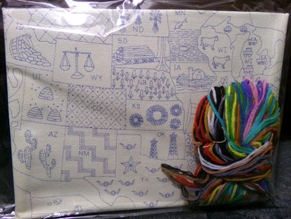 AMERICA the BEAUTIFUL Vintage Crewel Embroidery Kit USA Map Paragon Stitchery 0434