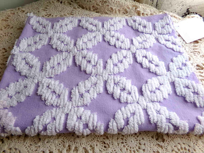 Sculpted Lavender Petals Vintage Cotton Chenille Fabric, Geometric Floral Design, 20" x 24" inch Piece, Lovely in Springtime Quilts, Pillows