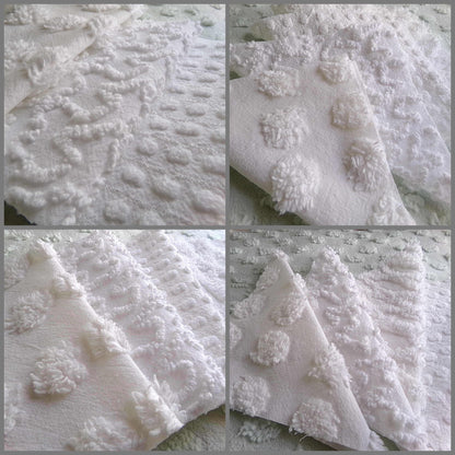 Snow Day White Fabric Squares Cut from Vintage Chenille Bedspreads, 16 Quilt Blocks, 6" x 6" inch each