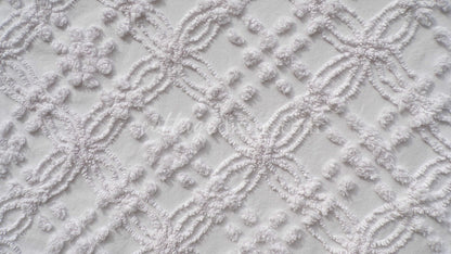 Farmhouse White Vintage Chenille Fabric Piece, 20" x 24" inches, Versatile & Neutral in Quilts and Pillows