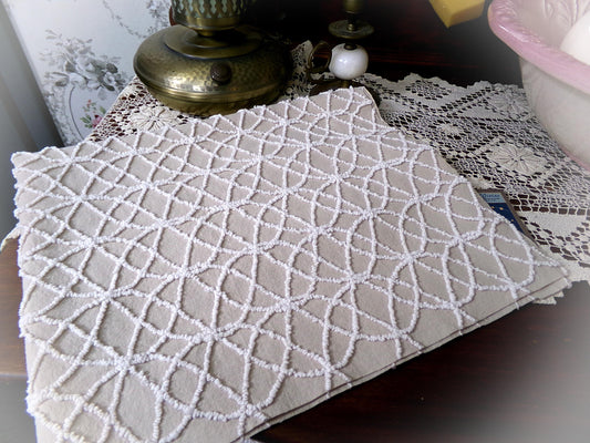 Cafe Mocha Vintage Chenille Fabric, Skinny Tuft Illusion Design, 18" x 24" Piece Quilt Material