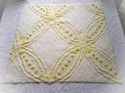 Starry Yellow Vintage Chenille Fabric: Retro Starburst Design 20" x 24" Cut Piece