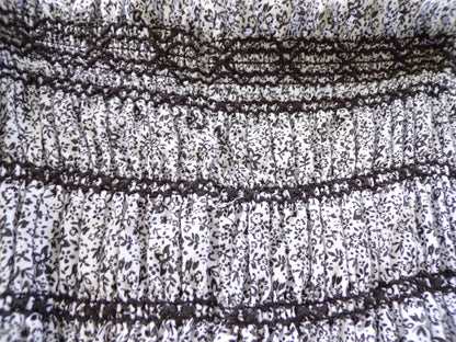 Butterfly Vintage Prairie Dress, Black & White Calico Print, Tie Strap Tiered Maxi Sundress, Candi Jones California, Boho Style Big Sweep, S
