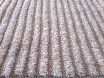 Aged Grey Striped Vintage Chenille Fabric Piece, Maroon Accent Stripes, 21" x 22" inches