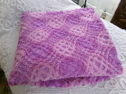 Webbed Optic Vintage Chenille Bedspread Fantasy Unicorn Color Full Sz Boxed & Fitted