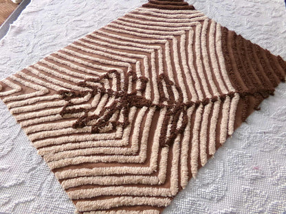 Chocolate Rose Vintage Chenille Fabric, Unique Brown & Mocha Tufting, 16.5" x 21" inch piece of sewing material for quilts, pillows, crafts
