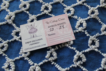 Chain Link Cobalt Blue Vintage Chenille Fabric, 20" x 24"' inch piece, White Needletufted Links on Ultra Lightweight Cotton