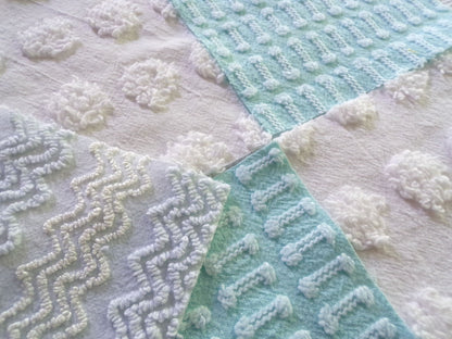 refreshing spa 6" chenille fabric squares, set of 16 aqua, white, blue quilt blocks for quilting, sewing & crafts