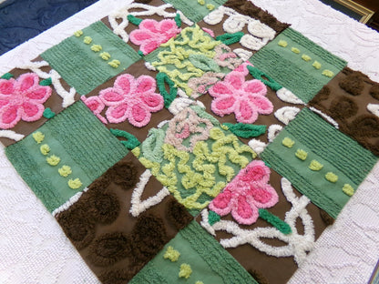 vintage chenille fabric squares, set of 16 magical boho 6" blocks for arts & crafts, sewing