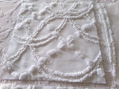 ivy rose 9.5" chenille fabric squares, set of 6 white quilt blocks, versatile geometric prints for sewing, crafts