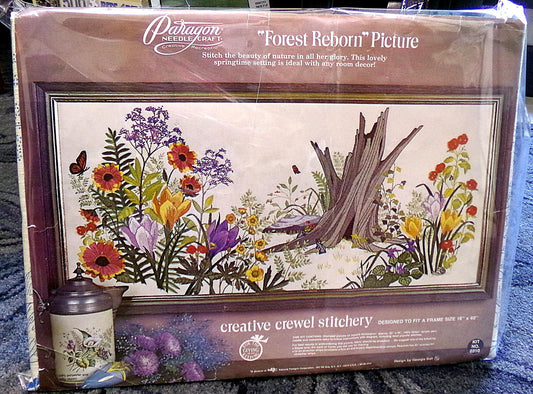FOREST REBORN Stitchery Kit Popular Vintage Paragon Creative Crewel Embroidery Hippie Wall Hanging Design #0310, by Georgia Ball