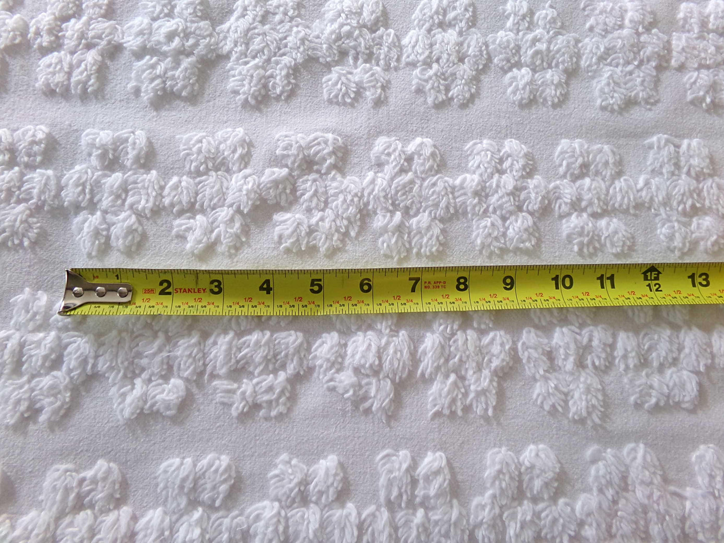 Cute Chenille Fabric Shabby Daisy Print, vintage style versatile white sewing material, 18" x 26" inches