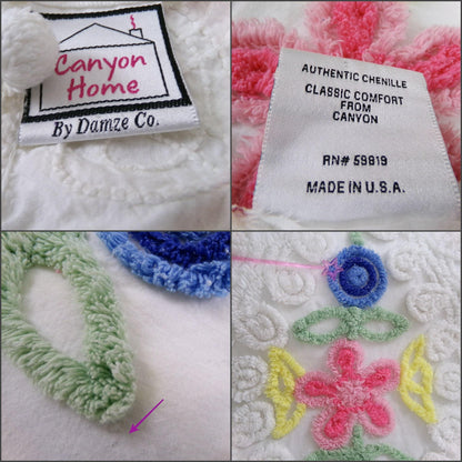 Vintage Canyon Group Chenille Bedspread: Full Size Cotton Blend Bedding, Made in USA
