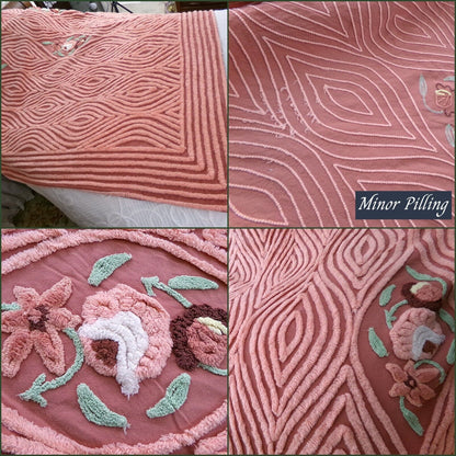 swirl roses luxury Vintage full size chenille bedspread, gorgeous ellipse florals