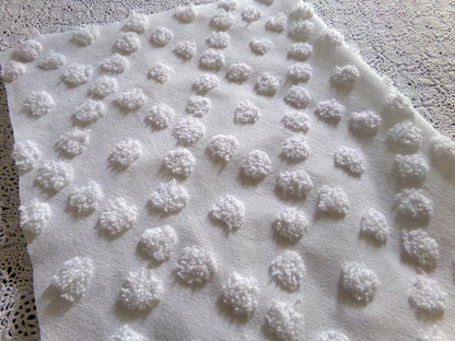 Diamond Dot Chenille Fabric, 19" x 28" inch vintage style piece, simple modern pattern for quilts & crafting