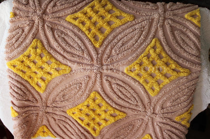 Autumn Sunrise Vintage Chenille Quilt Fabric, 22" x 20" inch Piece, So Pretty for Quilts & Pillows