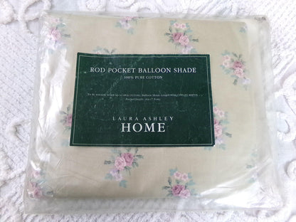 Laura Ashley FLORETTE Rod Pocket Balloon Shade, Vintage New Old Stock Window Curtain Treatment in Country Florals, 100% Cotton Made in UK
