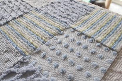 Summer Breeze Chenille Quilt Squares Set, from Vintage Bedspread Fabric, 16 Blocks, 6" inch