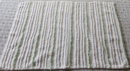 Mint Green Pearl Pops Vintage Chenille Quilt Fabric, White Skinny Stripes, 17" x 23" inch Piece, 100% Cotton