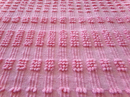 pink pearly pops vintage chenille fabric, 20" x 24" cut piece quilt material for sewing, crafts, upcycling, fun texture & unique design