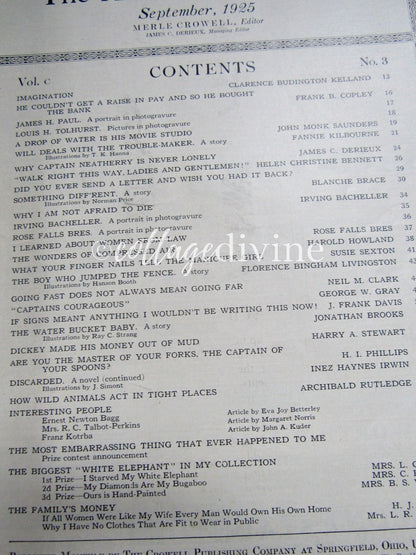 The American Magazine, Antique September 1925 Issue, Vintage Advertising History, Clarence Budington Kelland